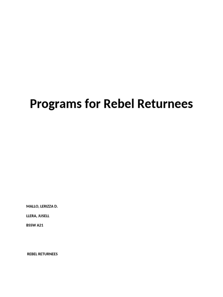 Reintegration Programs for Rebel Returnees | PDF | Government