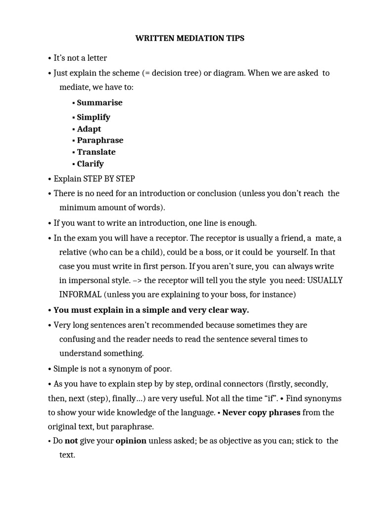 Written and Oral Mediation Tips | PDF | Infographics