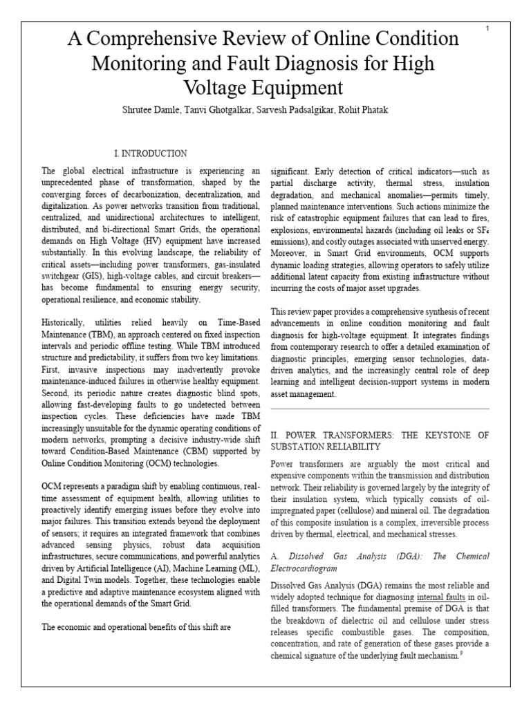 Online Condition Monitoring for HV Equipment | PDF | High Voltage ...
