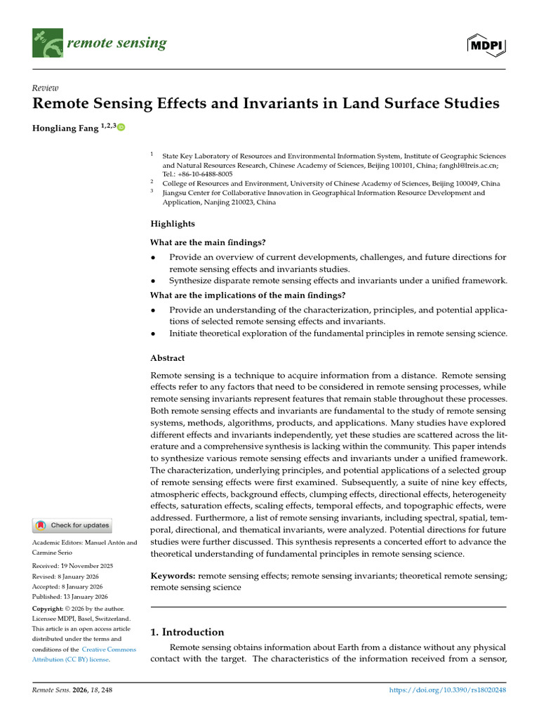 Remote Sensing Effects and Invariants Analysis | PDF | Remote Sensing ...