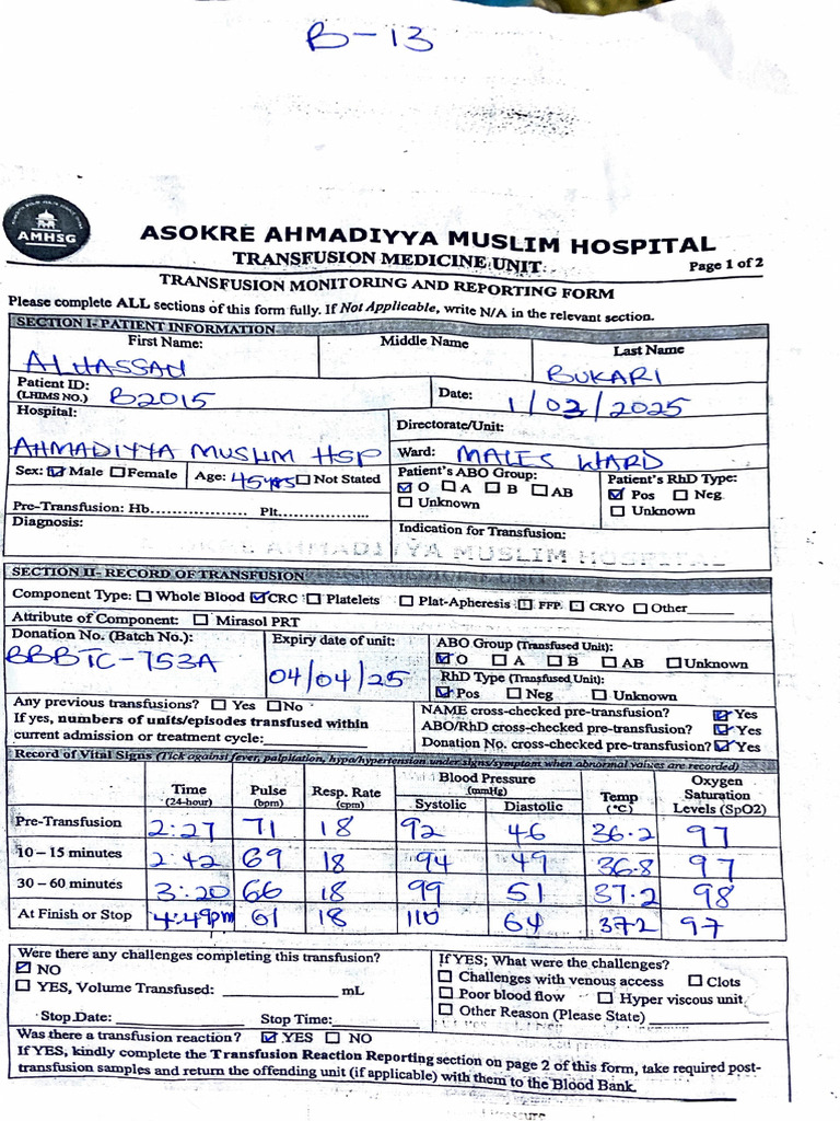 B 13 | PDF | Blood Type | Body Fluids
