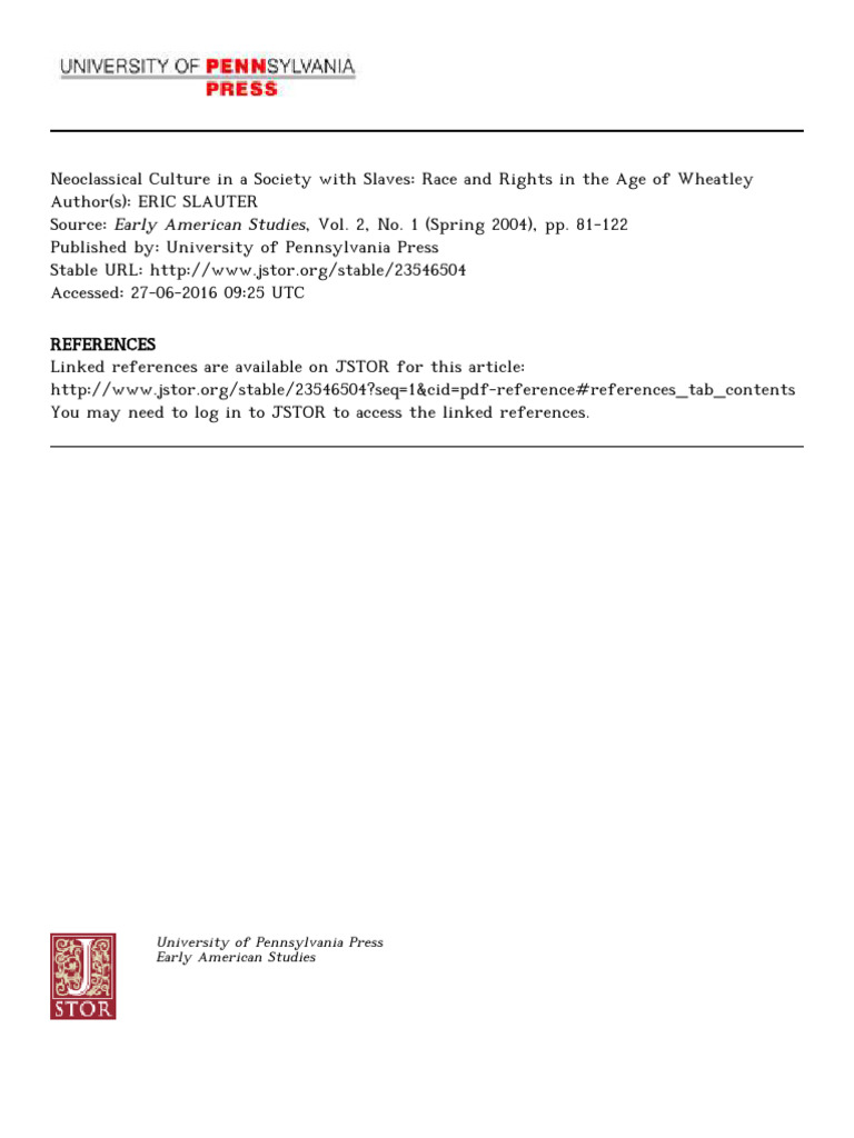 Neoclassical Culture and Slavery Rights | PDF | Slavery | David Hume