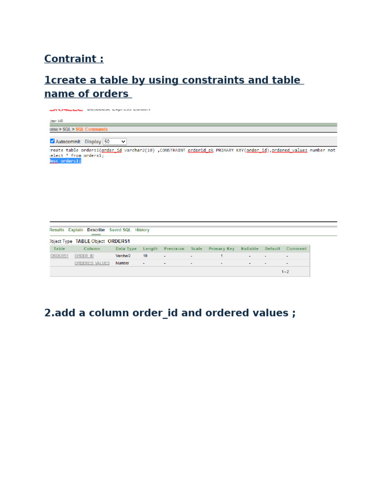 SQL Table Creation with Constraints | PDF