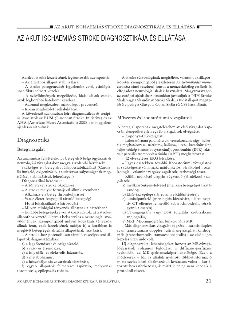 6 Acut Stroke Diagnosztikaja Es Ellatasa | PDF