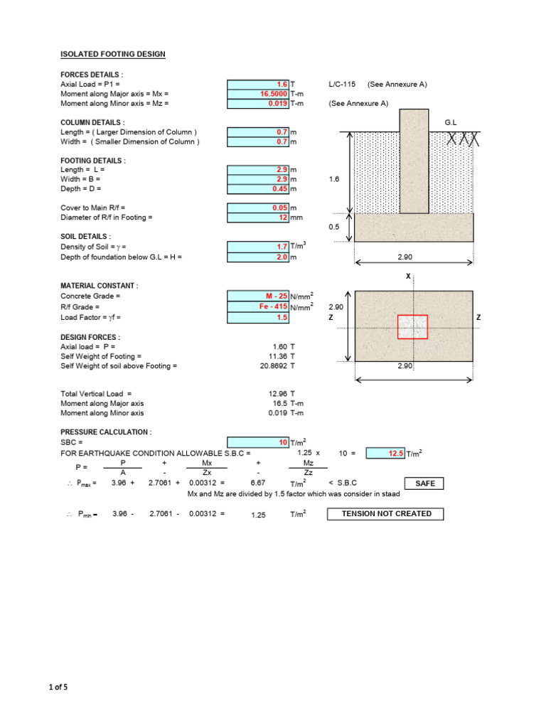 Foundation Design | PDF | Column | Length