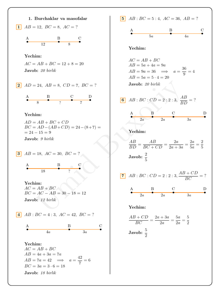 Geometry Problems on Line Segments | PDF
