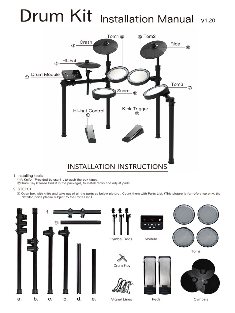 Drum Module Installation Guide | PDF | Drum Kit | Musical Instruments