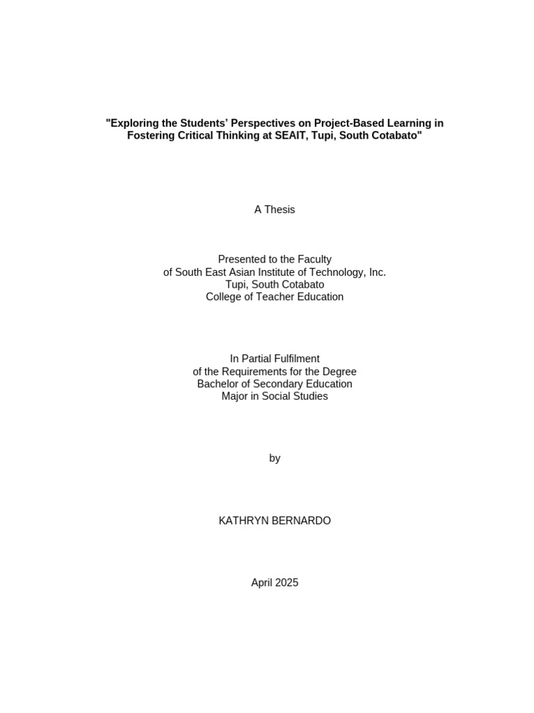Students' Views on Project-Based Learning | PDF | Critical Thinking ...