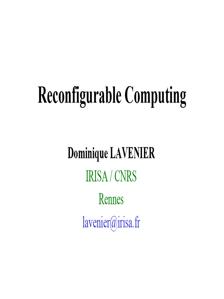 Reconfigurable Computing Overview | PDF | Field Programmable Gate Array ...