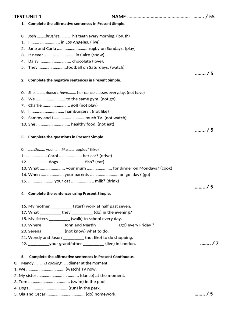 Present Simple and Continuous Exercises | PDF