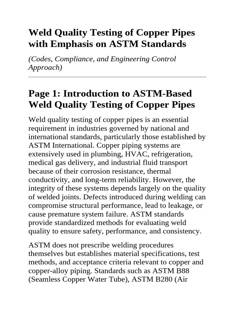 Copper Pipe Weld Quality Testing Guide | PDF | Welding | Construction