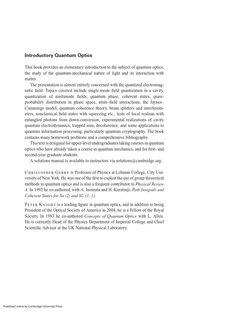 Introductory Quantum Optics Guide | PDF | Quantum Optics | Quantum ...