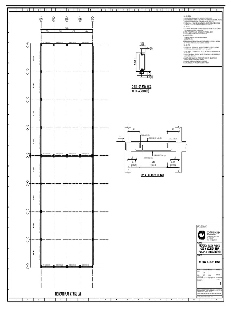 Tie Beam Structural Drawing Details | PDF | Materials | Structural ...
