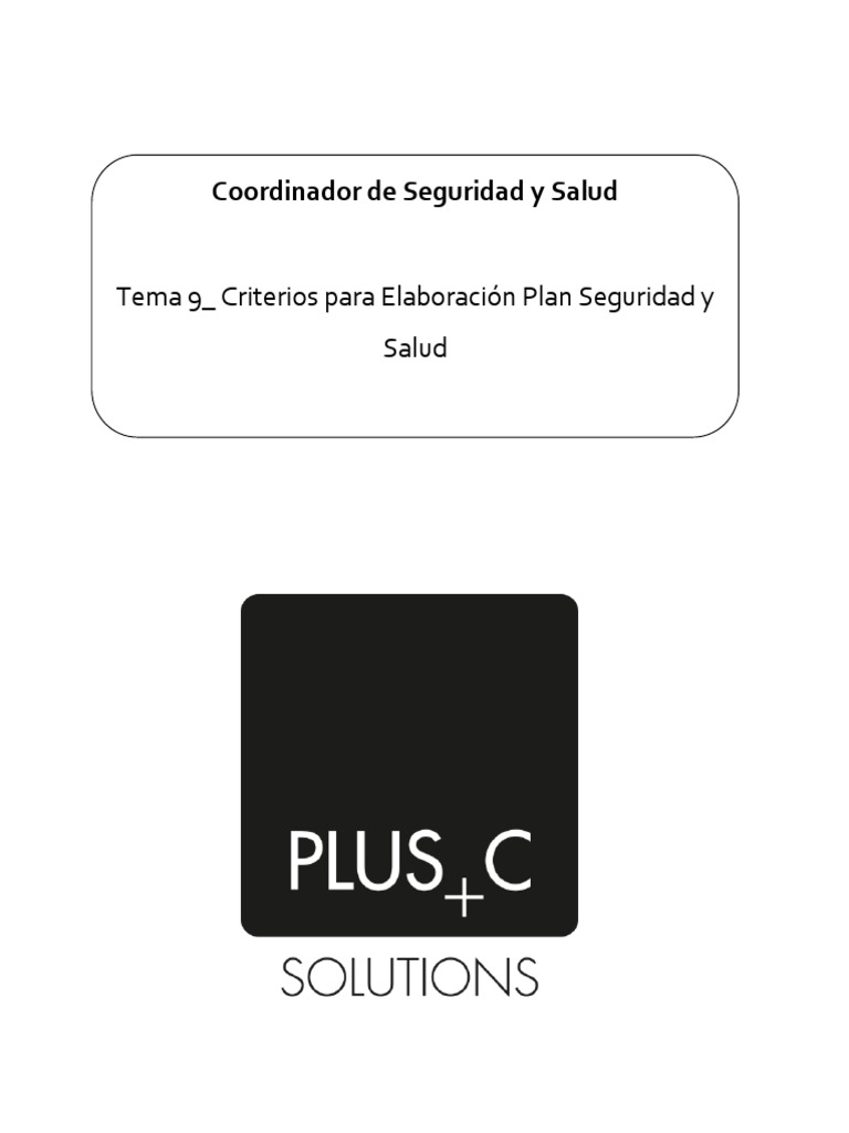 Criterios para Plan de Seguridad y Salud | PDF | Primeros auxilios