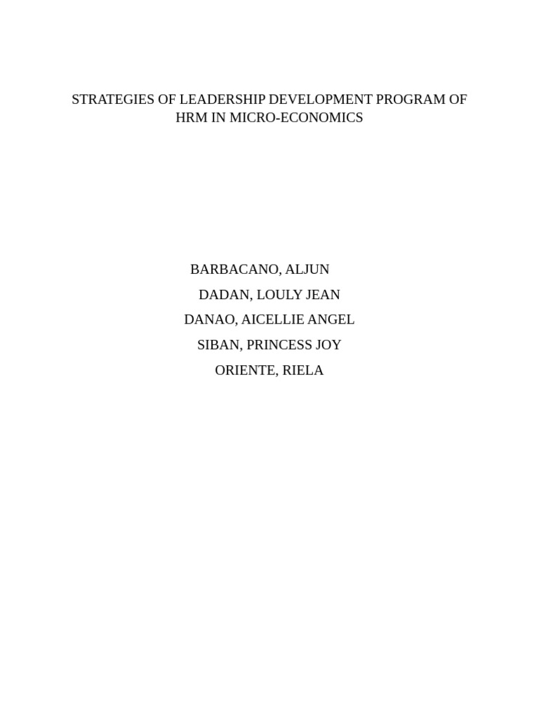 THE STRATEGIES OF LEADERSHIP DEVELOPMENT PROGRAM OF HRM IN MICRO | PDF ...