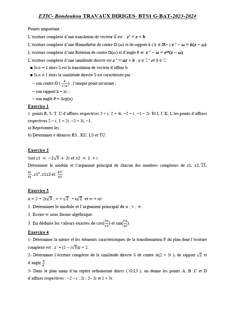 Transformations complexes en mathématiques | PDF | Nombre complexe ...
