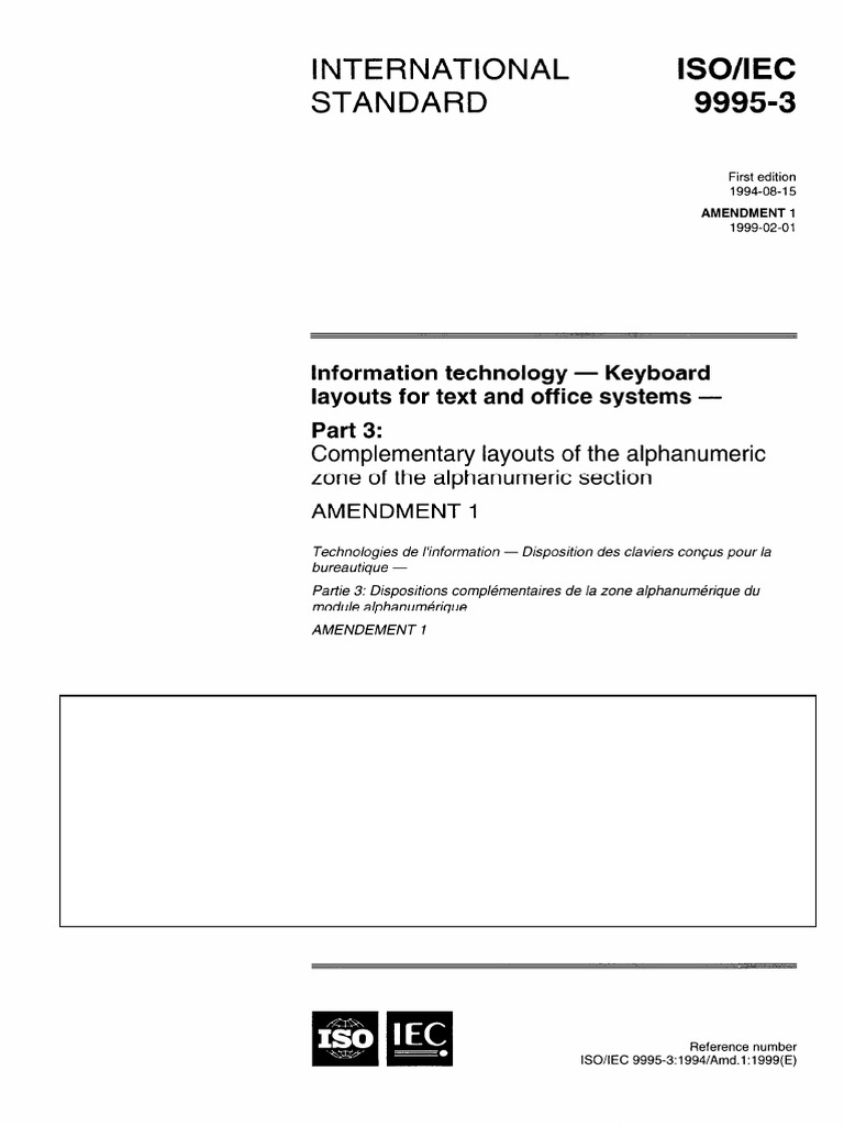 ISO/IEC 9995-3:1994 Amendment 1 Overview | PDF | International ...