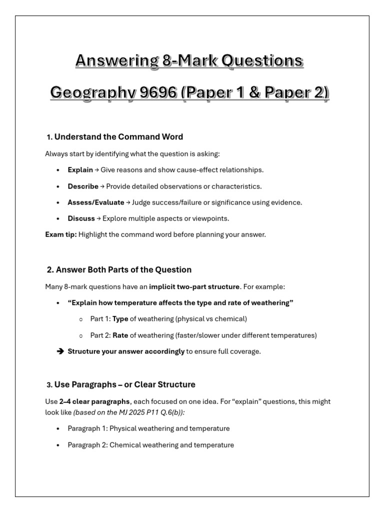 Effective Answering Strategies for Geography | PDF | Weathering | Climate