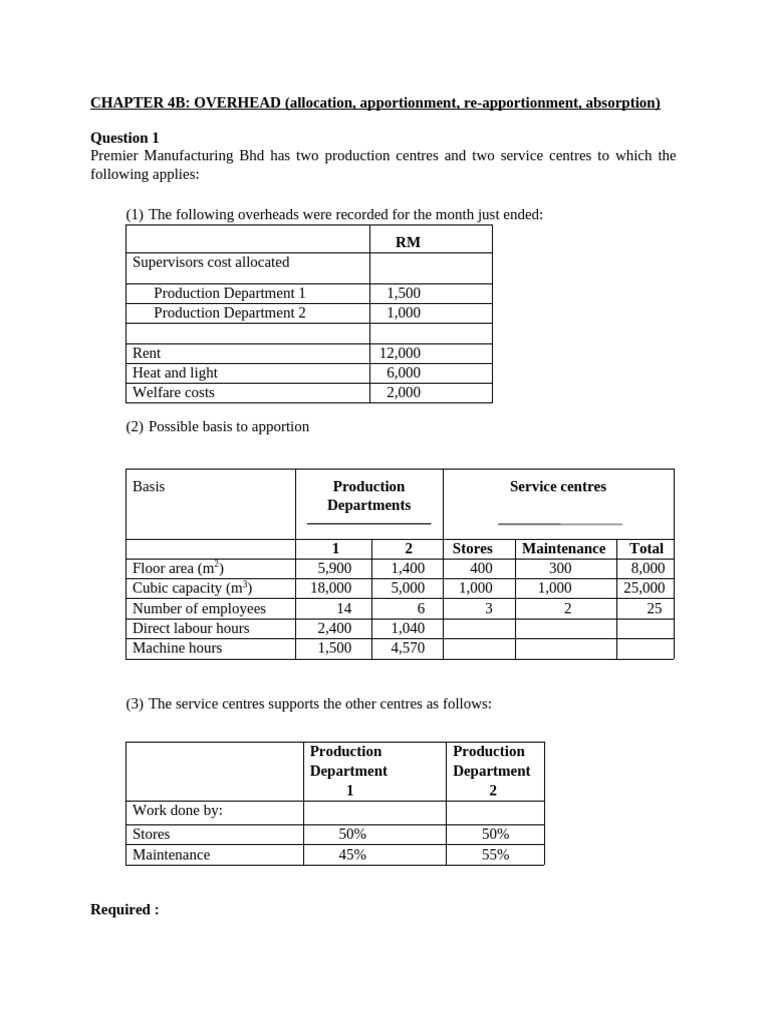 Chapter 4b Overhead Questions | PDF | Economies | Business