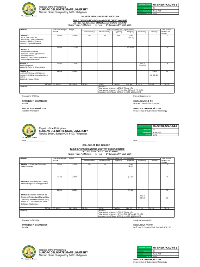 Mechanical Drafting Exam Specifications | PDF | Drawing | Page Layout