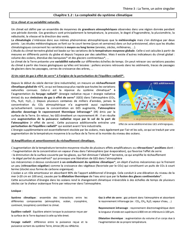 Complexité du système climatique terrestre | PDF | Effet de serre | Gaz ...
