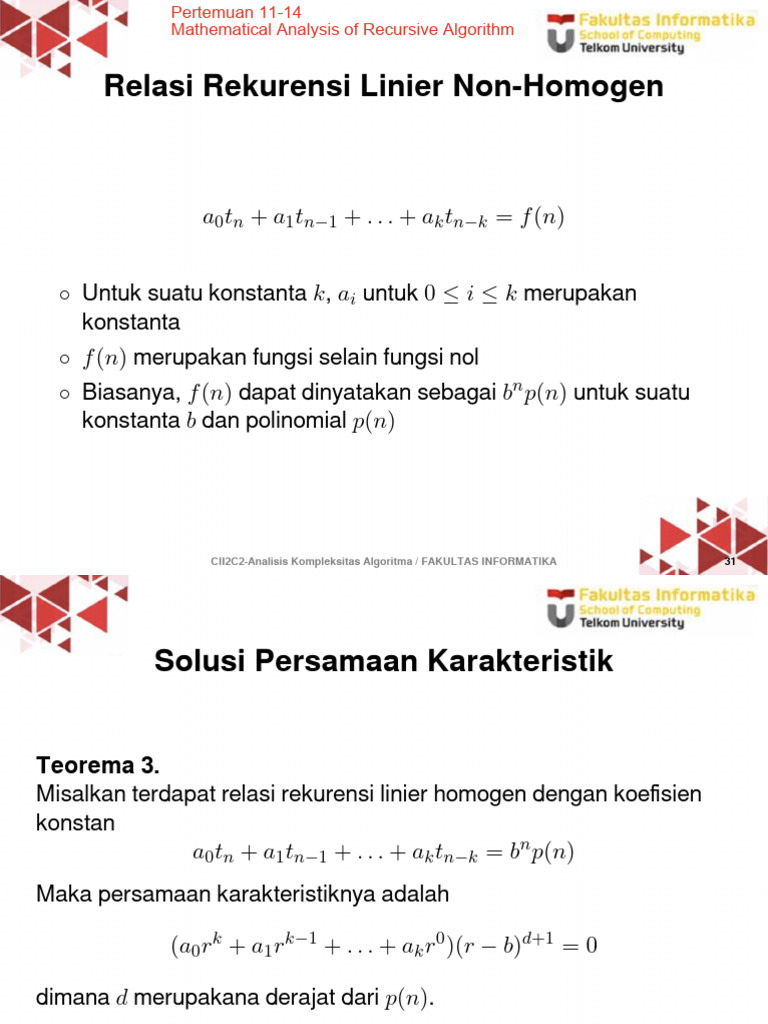 Analisis Relasi Rekurensi Non-Homogen | PDF