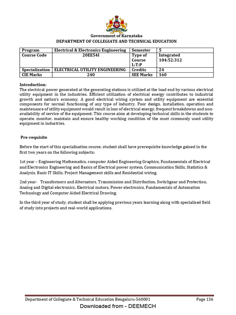 Electrical Utility Engineering Course Details | PDF | Computer Network ...