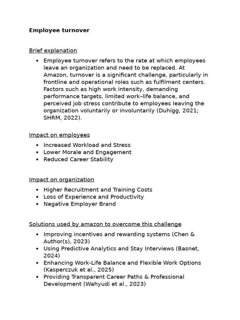 Amazon Employee Turnover Solutions | PDF | Employee Retention | Business