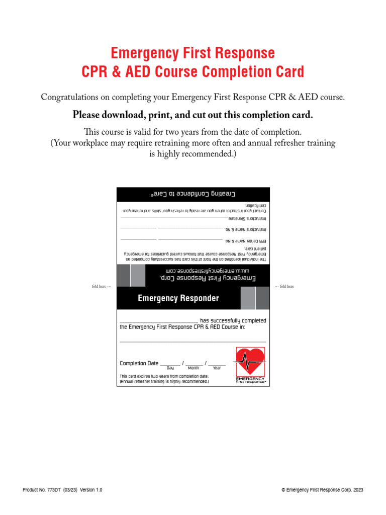 Emergency First Response CPR Card | PDF | Cardiology | Clinical Medicine