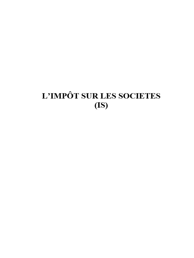 Impôt sur les sociétés : règles et exonérations | PDF | Dépréciation ...