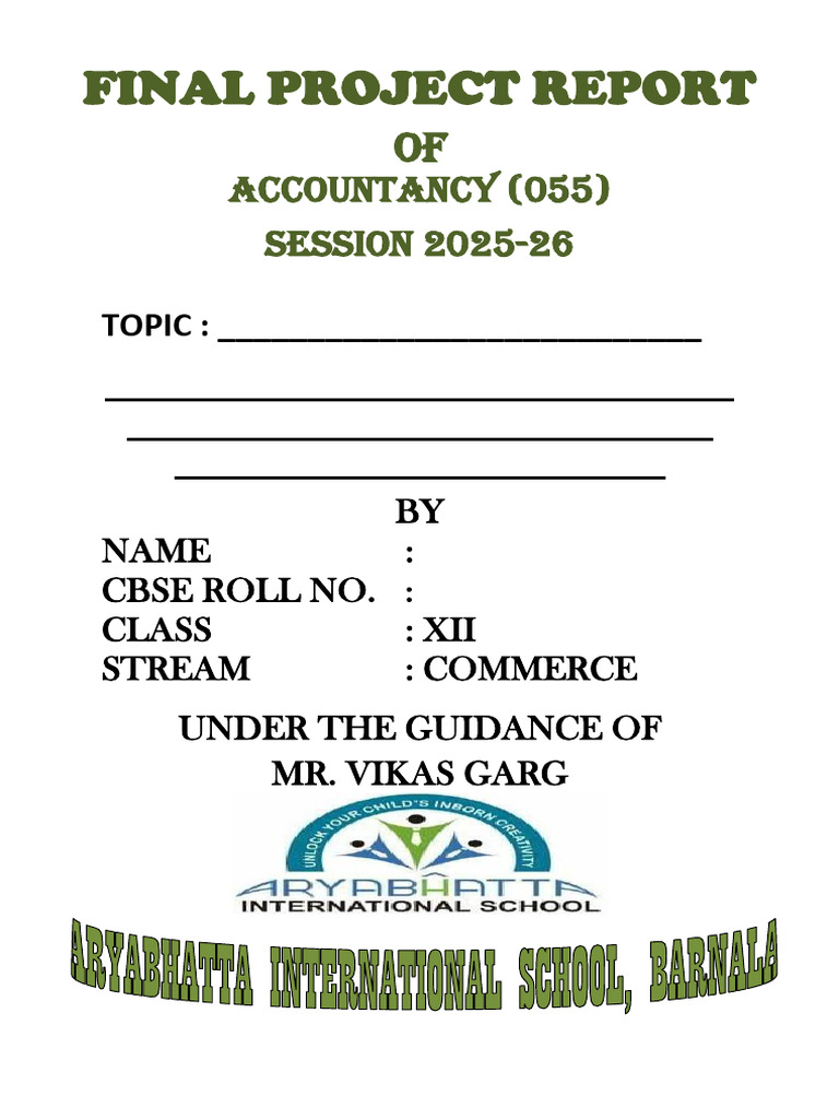 Accountancy Project Report 2025-26 | PDF