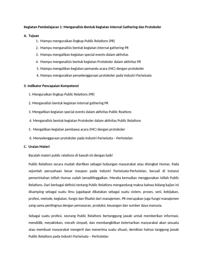 Analisis Kegiatan PR dan Protokoler | PDF