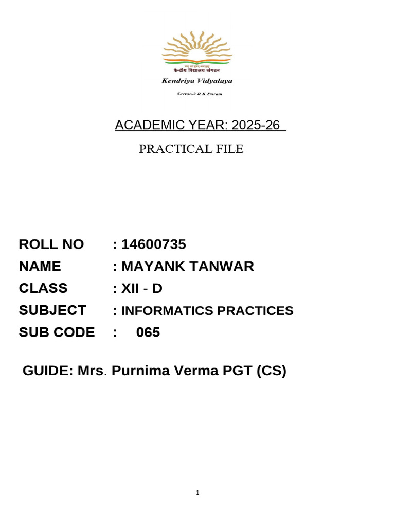 Mayank Tanwar Practical File | PDF | Sql | Data Management Software