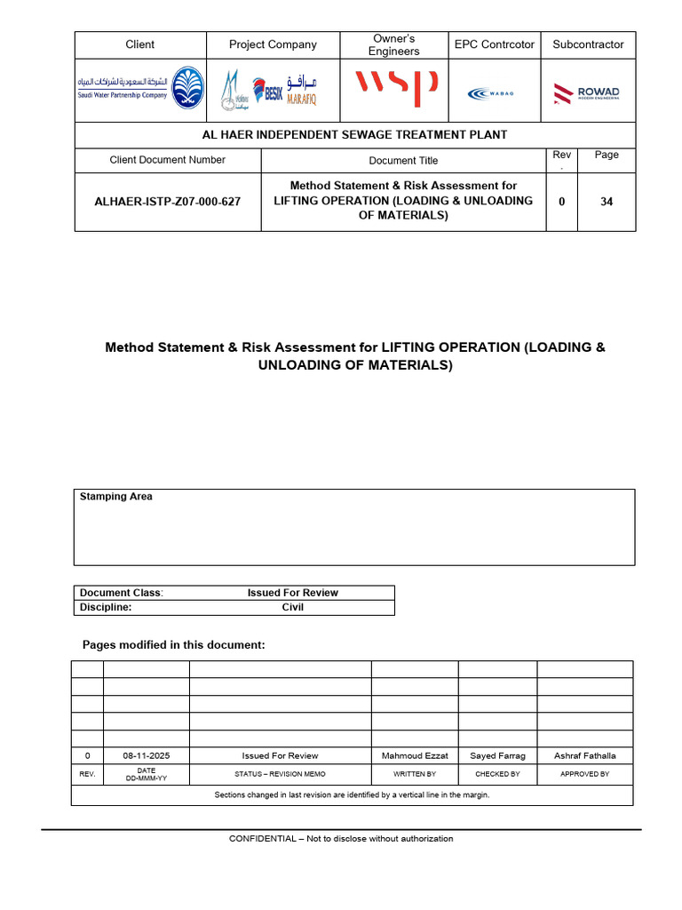 Lifting Operation Method Statement & Risk Assessment | PDF | Crane ...