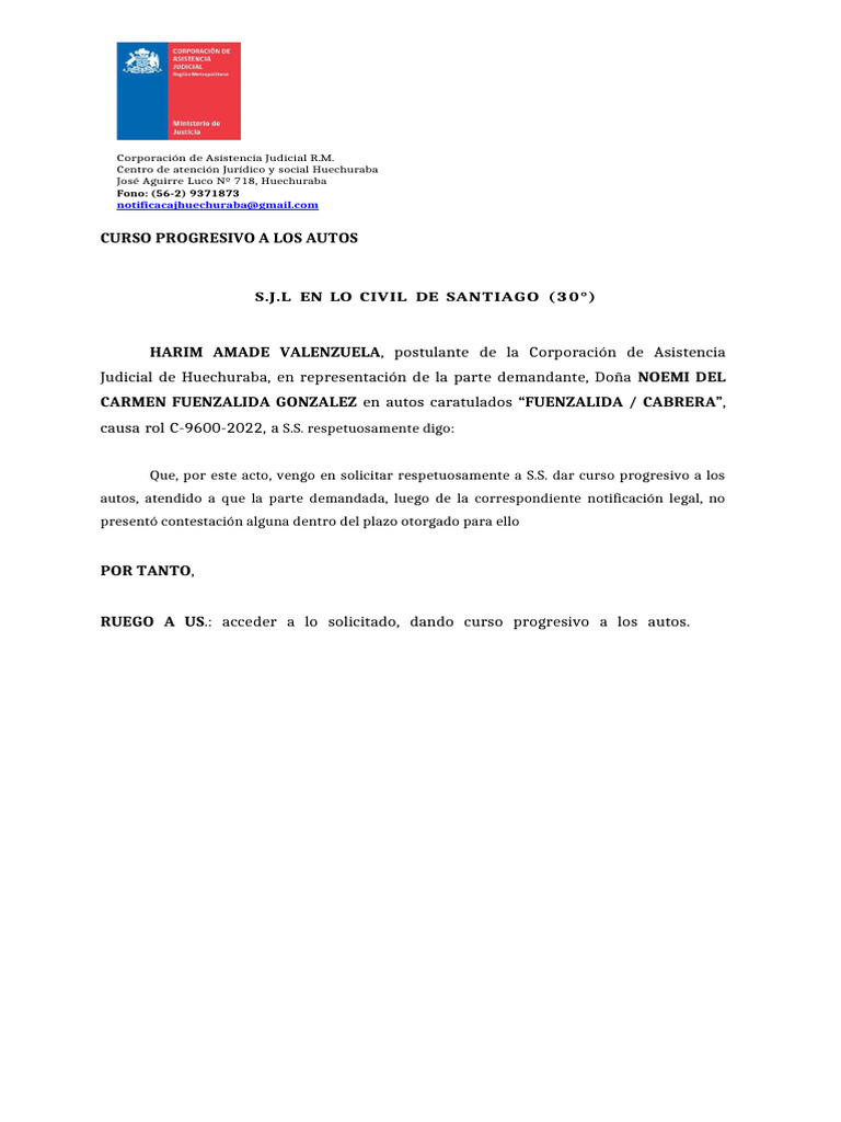 Solicitud de Curso Progresivo en Causa Civil | PDF