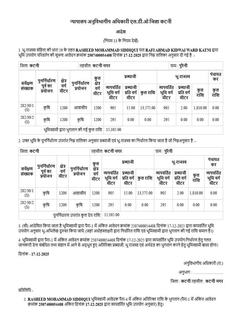 Rasheed Mohammad Siddiqui Rafi Ahmad Kidwai Ward Katni 2507400054408 17 ...