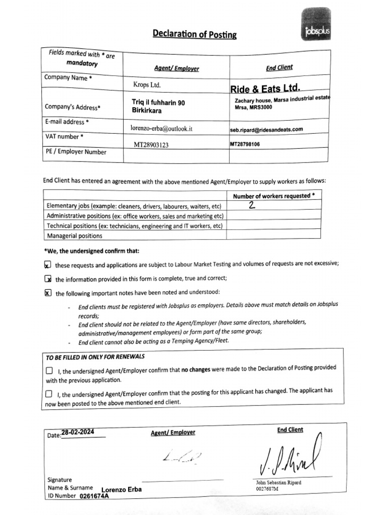 R91711217 - Declaration of Posting - 20250517 | PDF