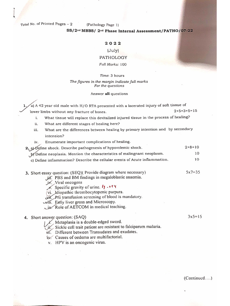 MBBS 2nd Year All IA Papers | PDF