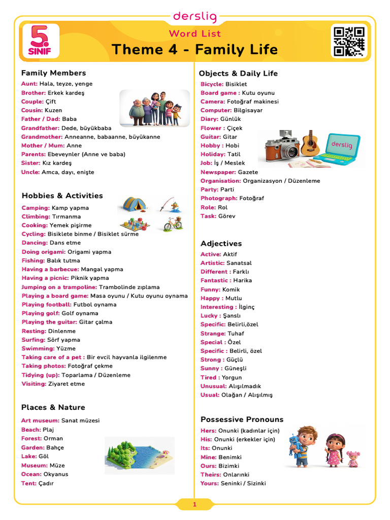 Family Life Word List | PDF