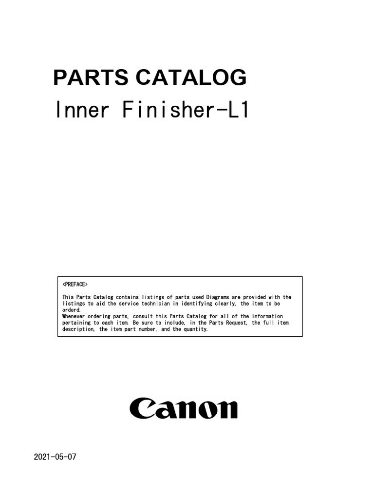 Inner Finisher-L1 Parts Catalog | PDF | Screw