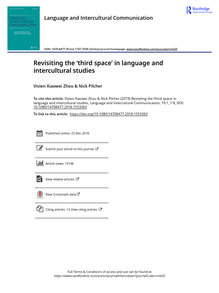 Third Space in Intercultural Studies | PDF | Discourse | Space