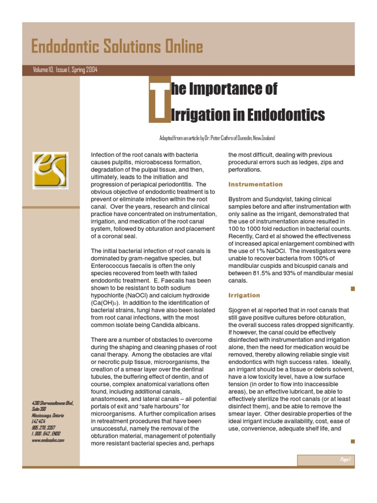 Importance of Irrigation in Endodontics PDF Chemical Substances