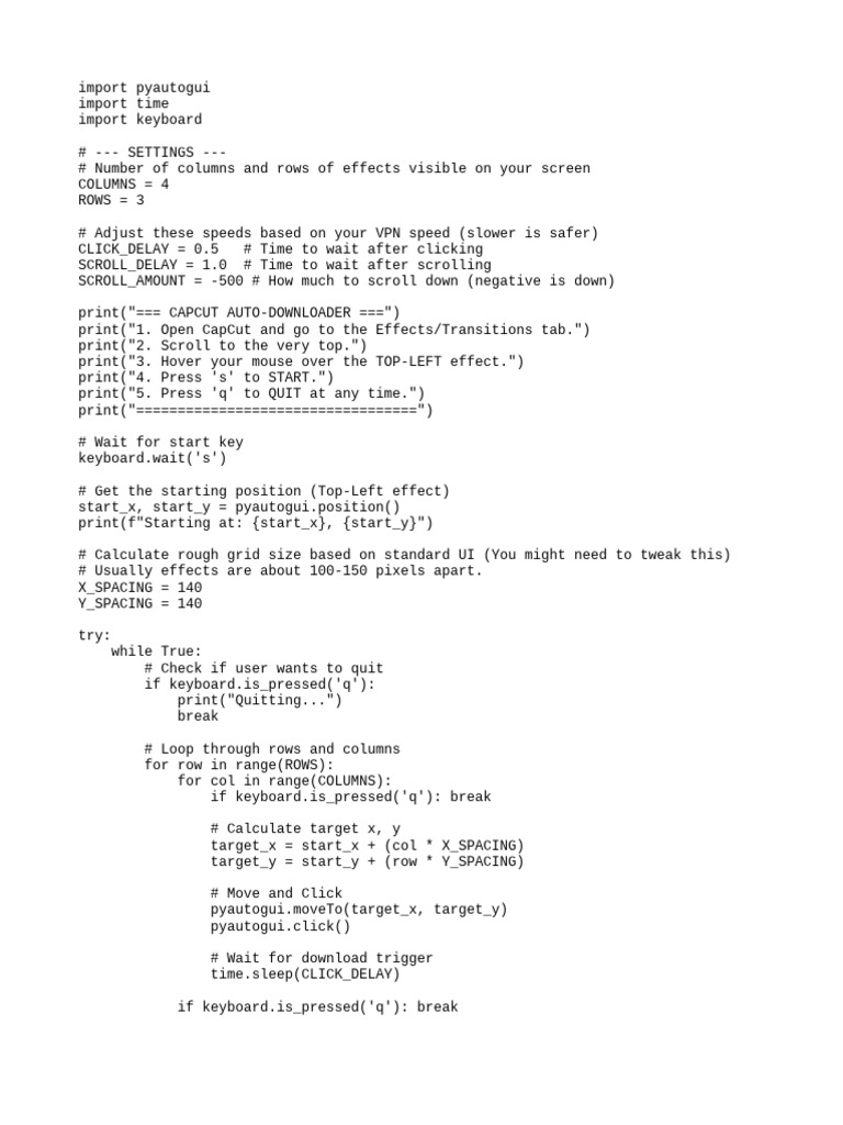 CapCut Auto-Downloader Script | PDF