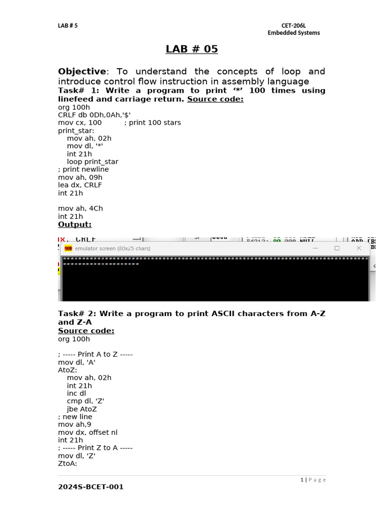 Es Lab 5 | PDF | Ascii | Control Flow