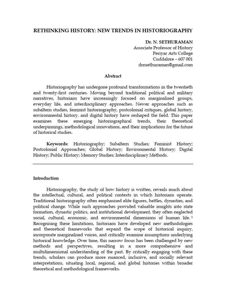 New Trends in Historiography Analysis | PDF | Historiography ...