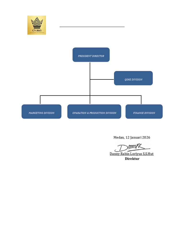 Struktur Organisasi CV. RKS Medan | PDF