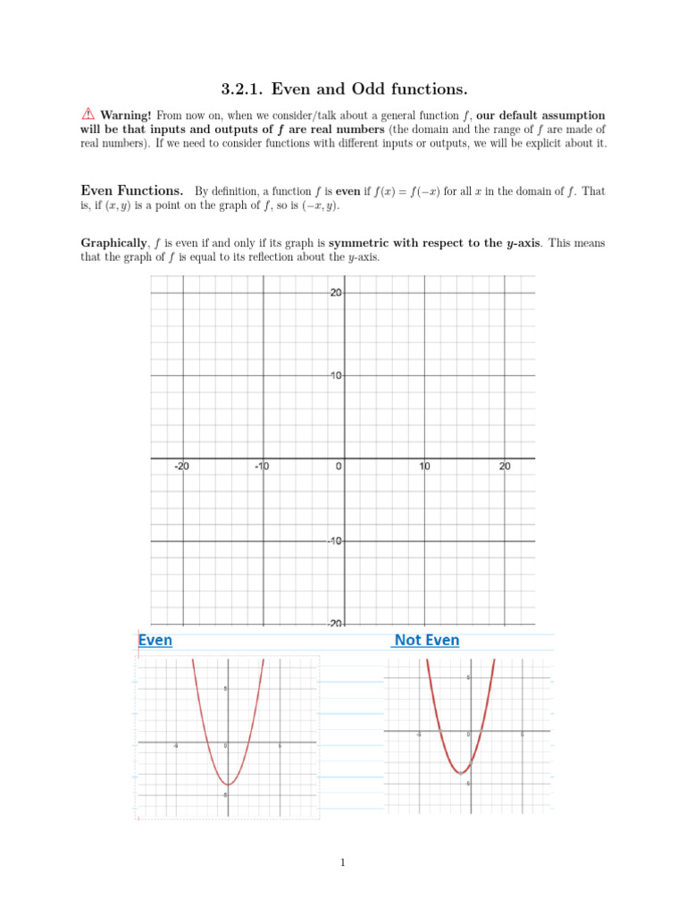 Even and Odd Functions Explained | PDF | Function (Mathematics ...