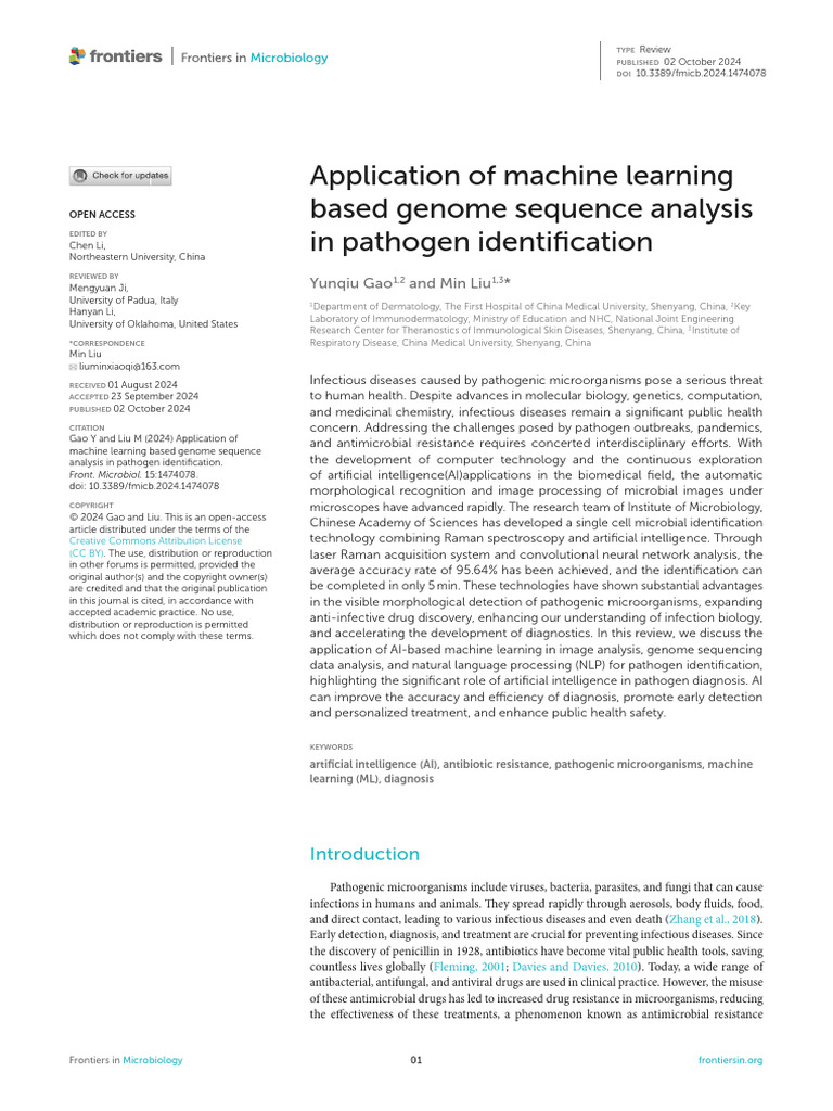 AI in Pathogen Identification Review | PDF | Antimicrobial Resistance ...