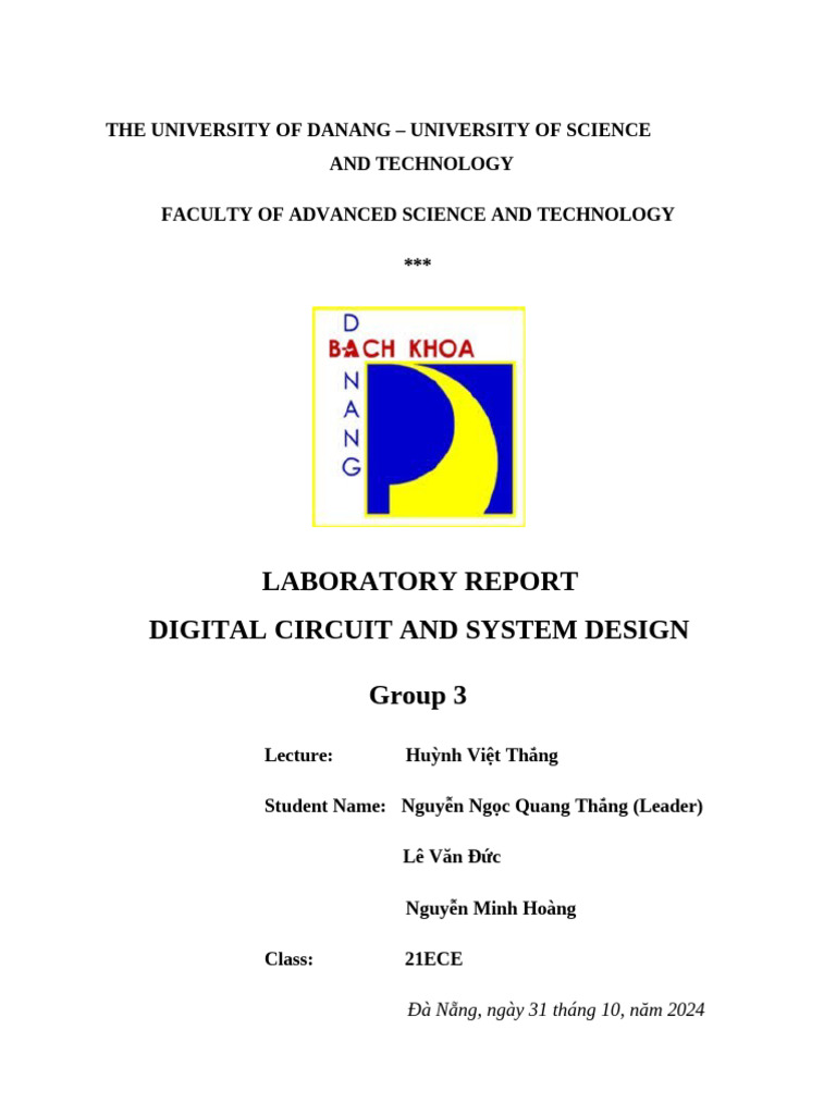 Digital Circuit Design Lab Report | PDF | Computer Engineering