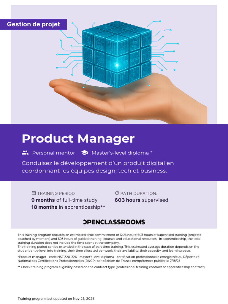 Formation Product Manager en 9 mois | PDF | Gestion de projet | Méthode ...
